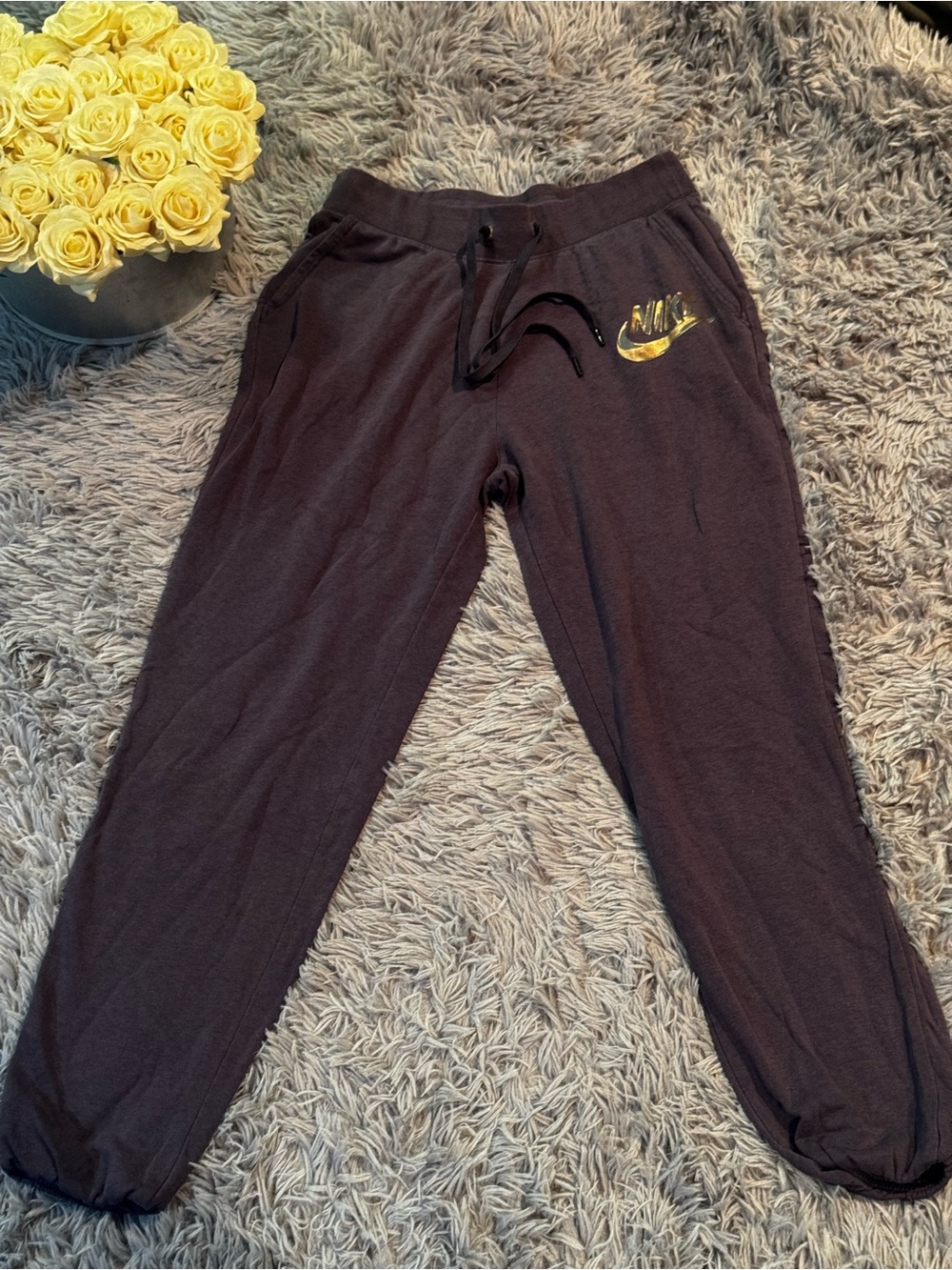 Nike Joggers with Metallic Gold Swoosh